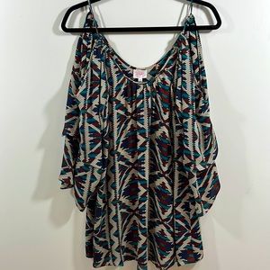 Parker>Silk Cold shoulder patterned mini dress GUC